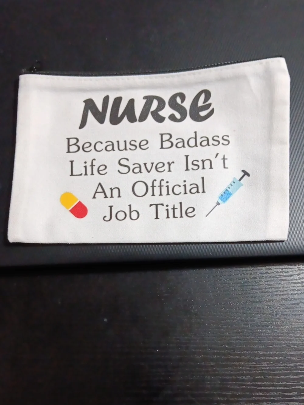 Nurse Printed Canvas Zip Pouch - White